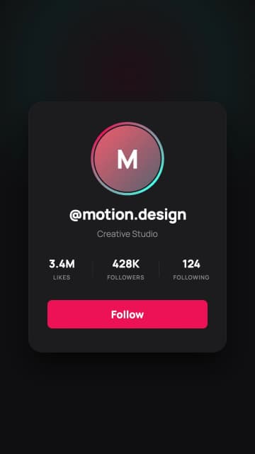 Modern Follow Button Profile Card AI motion template preview