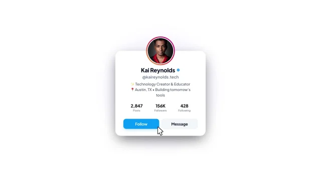 Interactive Profile Follow Reveal AI motion template preview