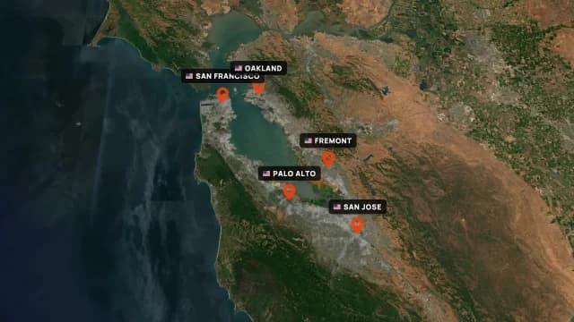Bay Area Cities Pin Map Animation AI motion template preview